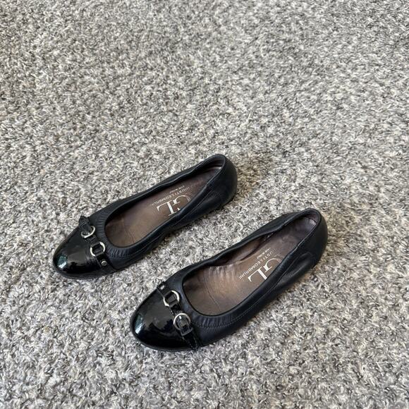 AGL Attilio Giusti Leombruni Leather Black Ballet Shoe Flats 36.5 US 6.5 Cap Toe - Picture 1 of 9